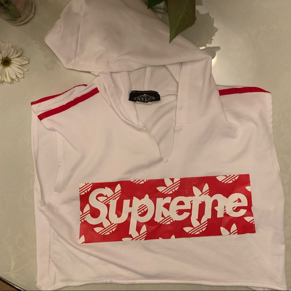 Supreme White Cropped Tank Top